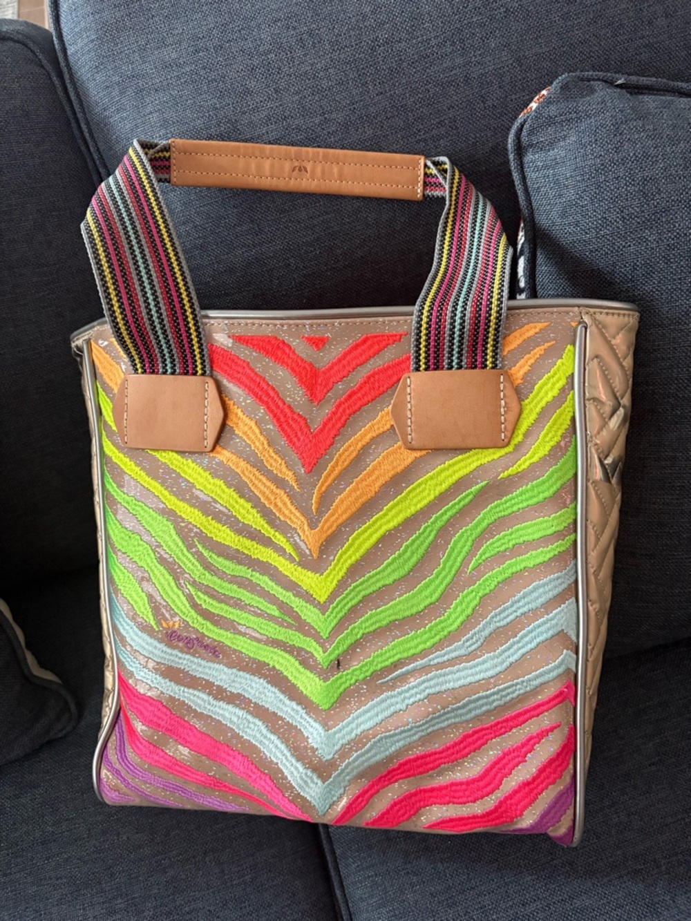 Colorful Neon Zebra Consuela Tote Bag - Multicolor